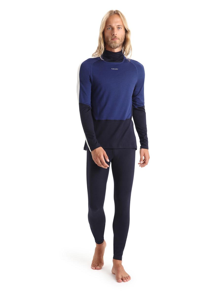 Midnight Navy / Royal Navy Icebreaker Merino 200 Sonebula Long Sleeve High Neck Thermal Top Men's Base Layers | AU 1346CTVE